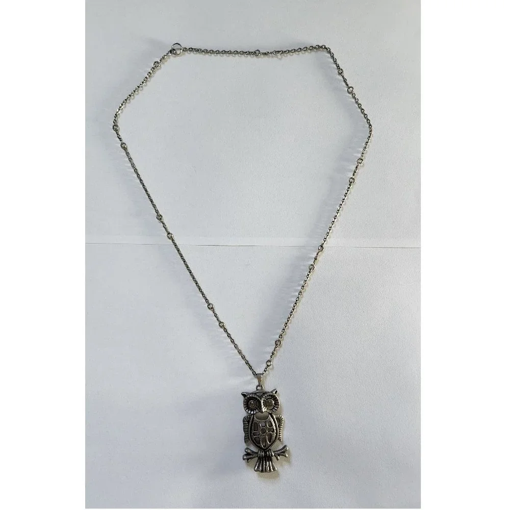 Owl necklace silver gunmetal